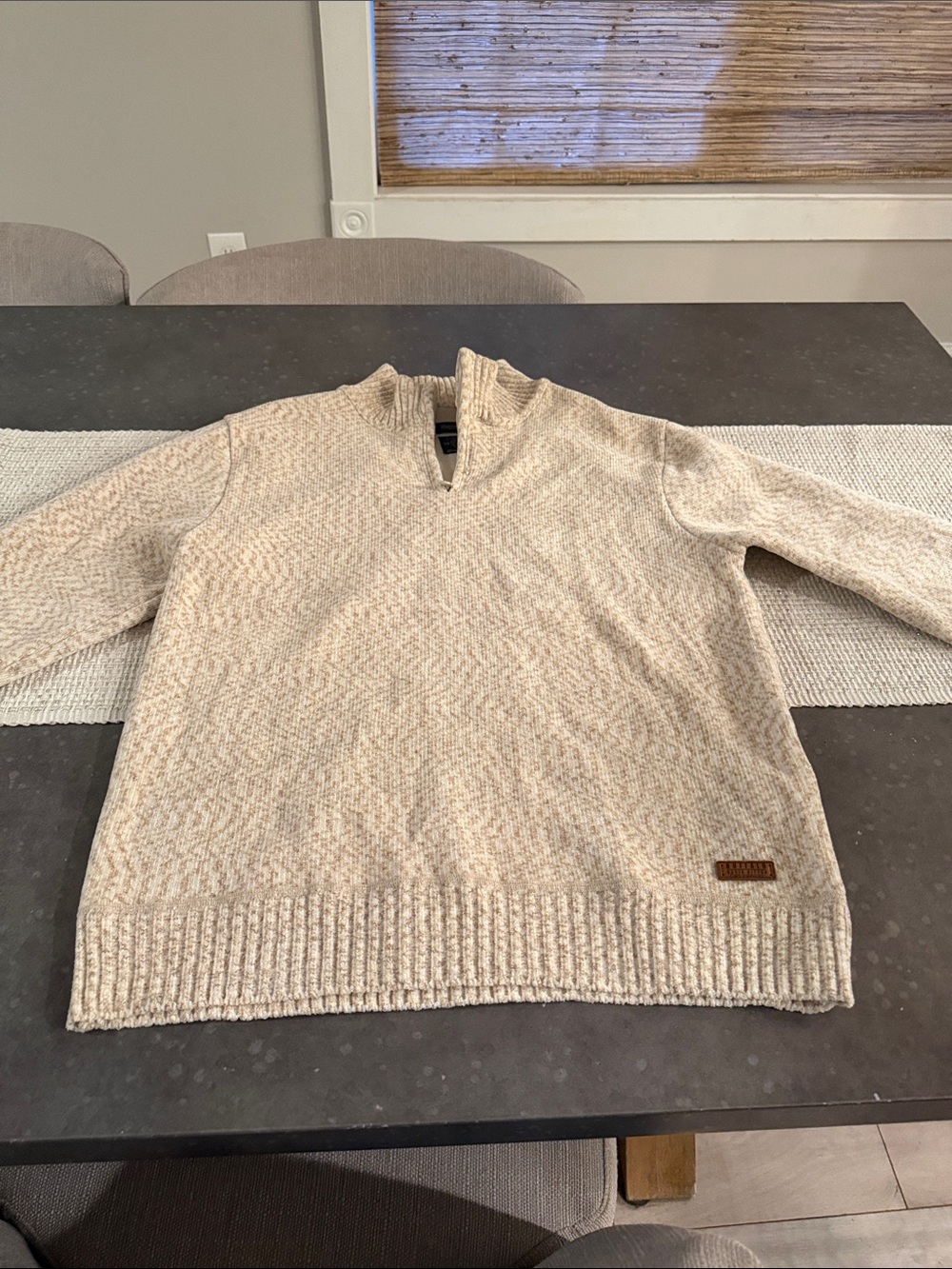 Buffalo David Bitton Men's Beige Zip-Neck Knit Sweater